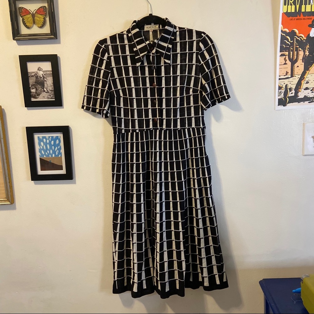Vintage Japanese 60s mod print midi dress
